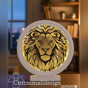 3d Printed Lion LED Light Decor